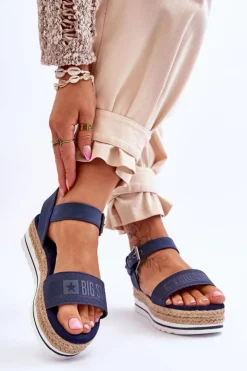 Damskie Big Star Shoes Damskie Wygodne Sandały Na Platformie Big Star LL274869 Granatowe