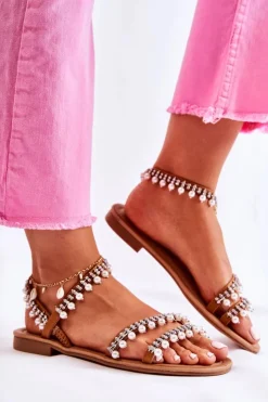 New Boto Damskie Wygodne Sandały Z Ozdobami Brązowe Nell