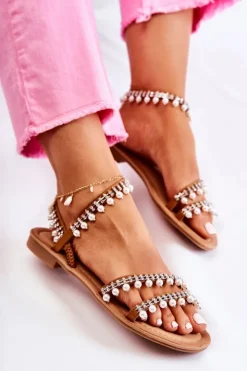 New Boto Damskie Wygodne Sandały Z Ozdobami Brązowe Nell