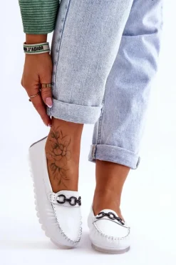 Buty damskie Vinceza Damskie Wygodne Skórzane Mokasyny Białe Miguel