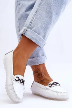 Buty damskie Vinceza Damskie Wygodne Skórzane Mokasyny Białe Miguel