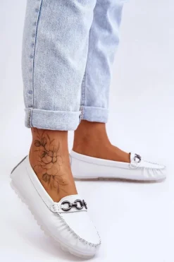 Buty damskie Vinceza Damskie Wygodne Skórzane Mokasyny Białe Miguel