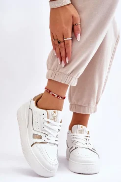 Sale Evento Damskie Wygodne Skórzane Sneakersy Białe Bowen