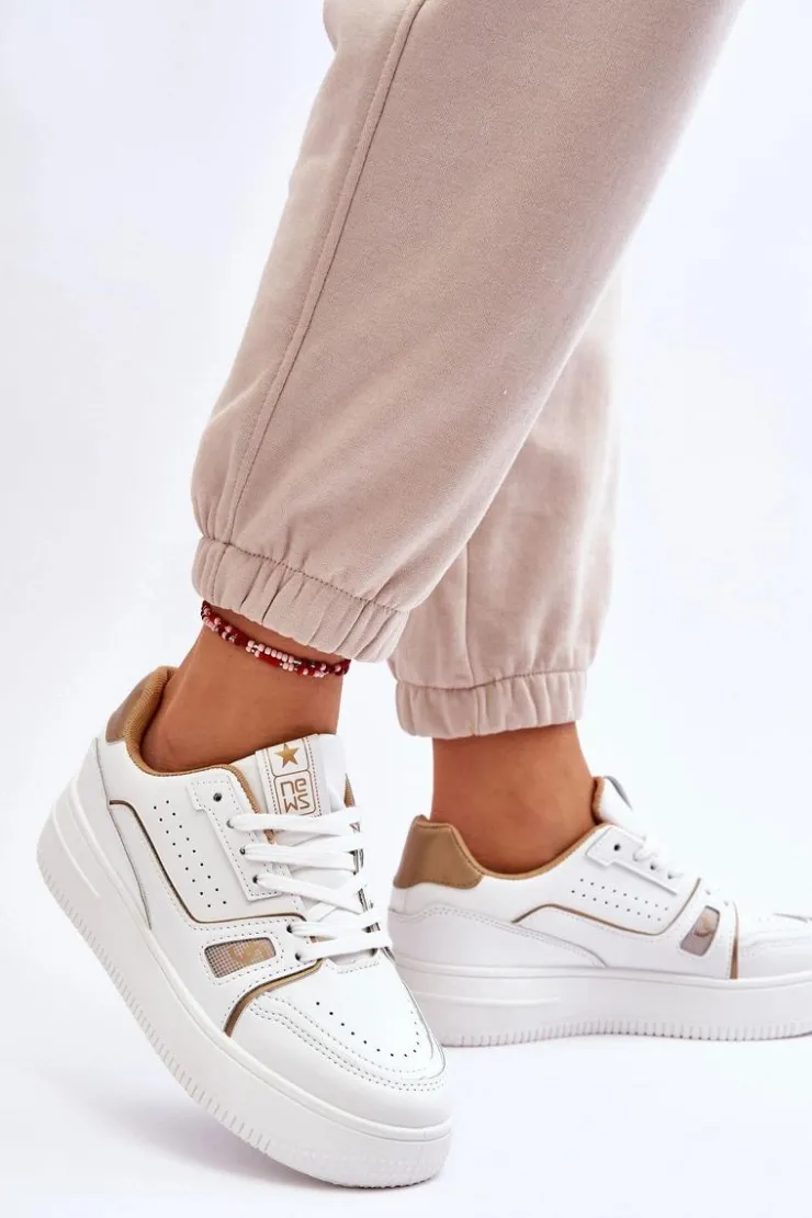 Sale Evento Damskie Wygodne Skórzane Sneakersy Białe Bowen