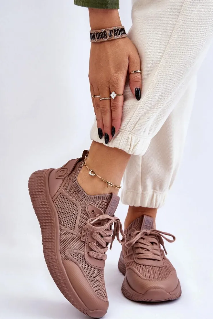 Discount Big Star Shoes Damskie Wygodne Sneakersy Memory Foam System Big Star LL274416 Jasnobrązowe