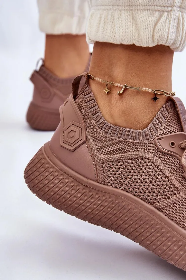 Discount Big Star Shoes Damskie Wygodne Sneakersy Memory Foam System Big Star LL274416 Jasnobrązowe