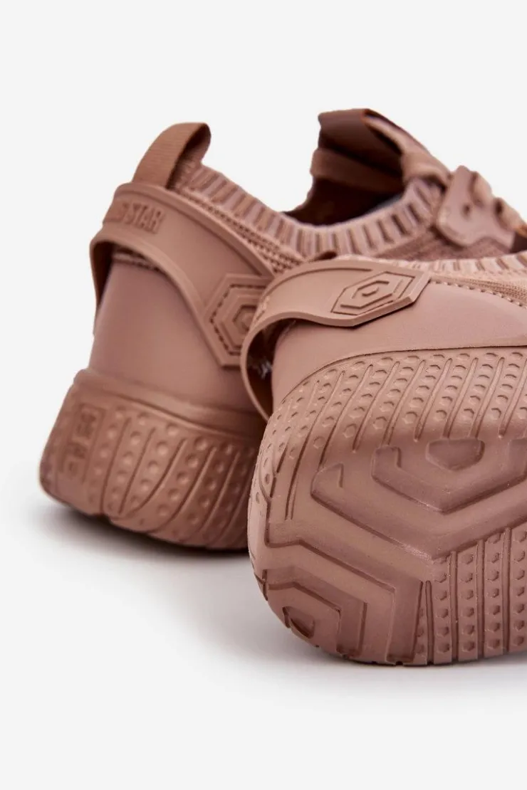 Discount Big Star Shoes Damskie Wygodne Sneakersy Memory Foam System Big Star LL274416 Jasnobrązowe