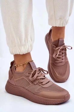 Discount Big Star Shoes Damskie Wygodne Sneakersy Memory Foam System Big Star LL274416 Jasnobrązowe