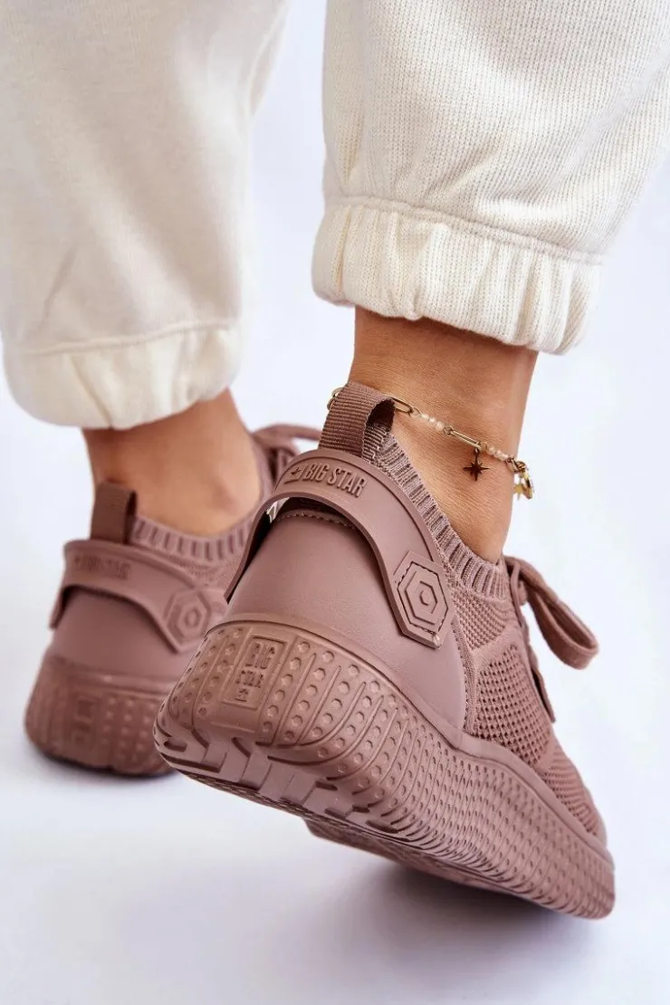 Discount Big Star Shoes Damskie Wygodne Sneakersy Memory Foam System Big Star LL274416 Jasnobrązowe