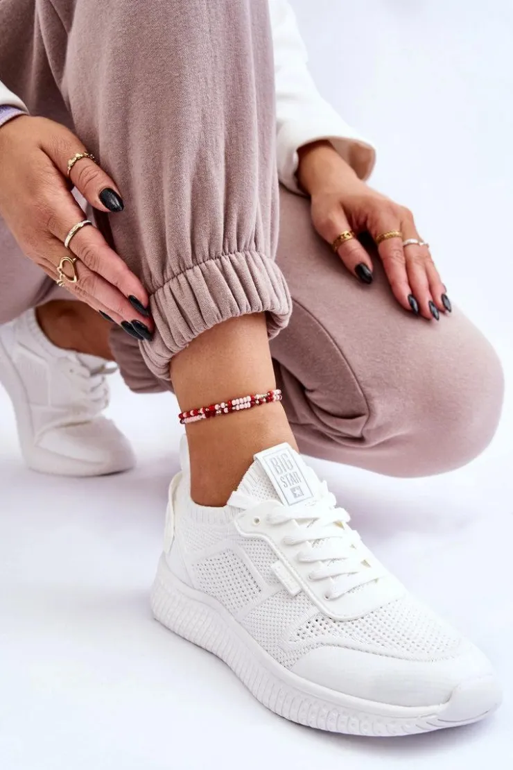 Hot Big Star Shoes Damskie Wygodne Sneakersy Memory Foam System Big Star LL274415 Białe