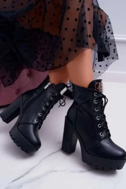 Hot Boto Damskie Wysokie Botki Czarne Grunge Midow