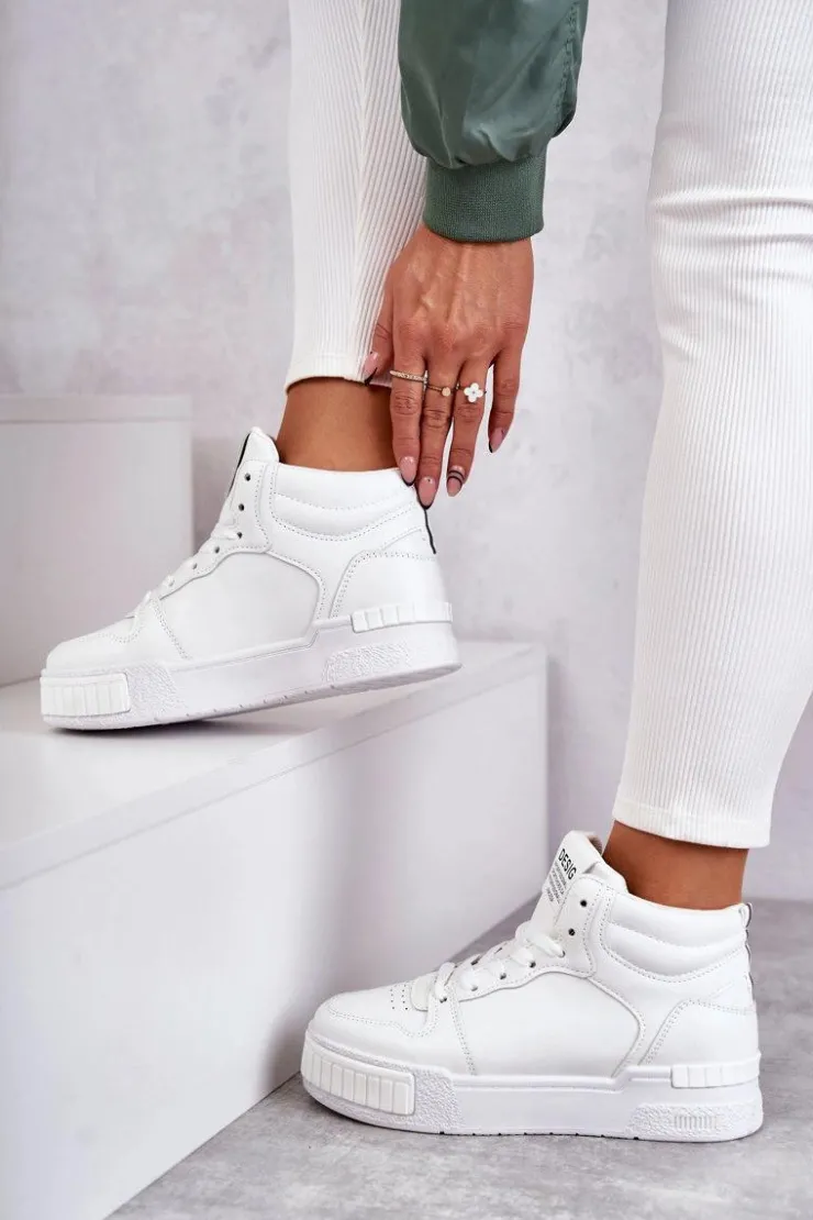 Outlet Buty damskie Vinceza Damskie Wysokie Buty Sportowe Białe Trisa