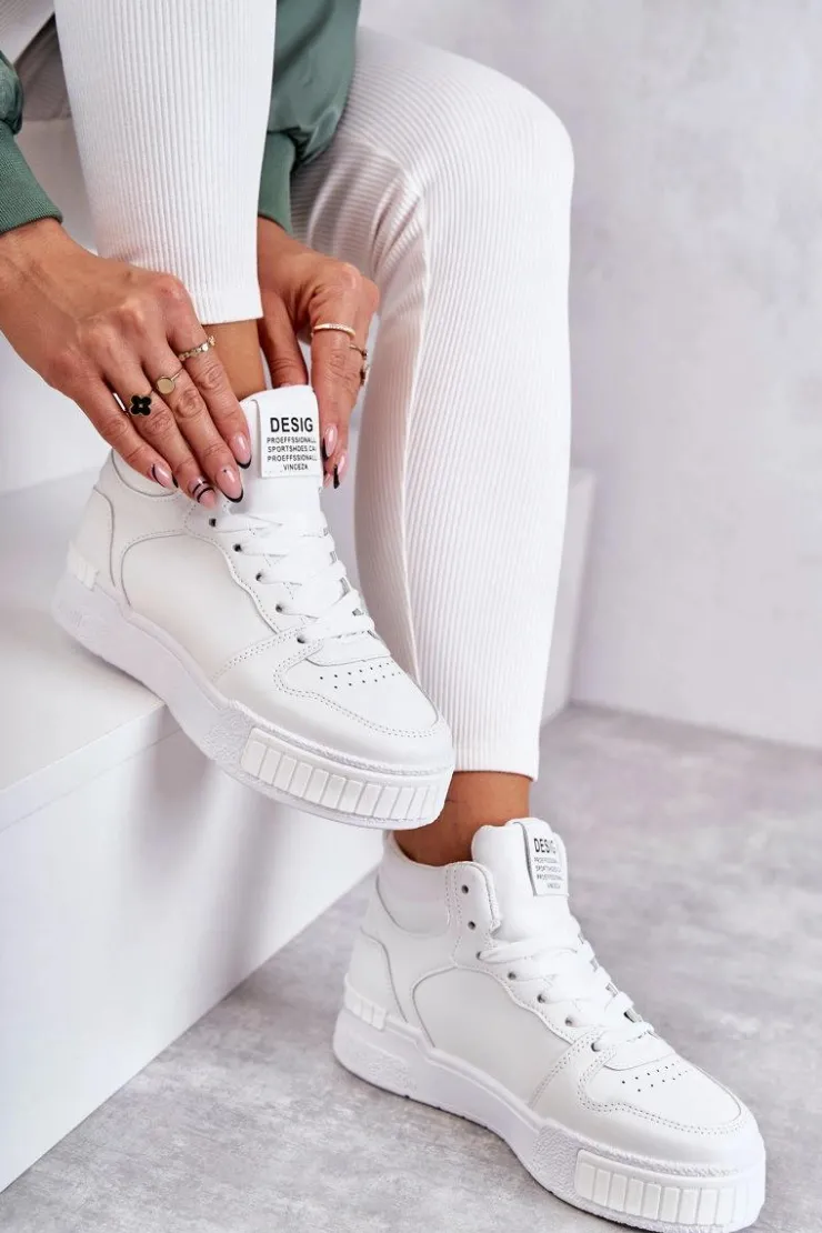 Outlet Buty damskie Vinceza Damskie Wysokie Buty Sportowe Białe Trisa