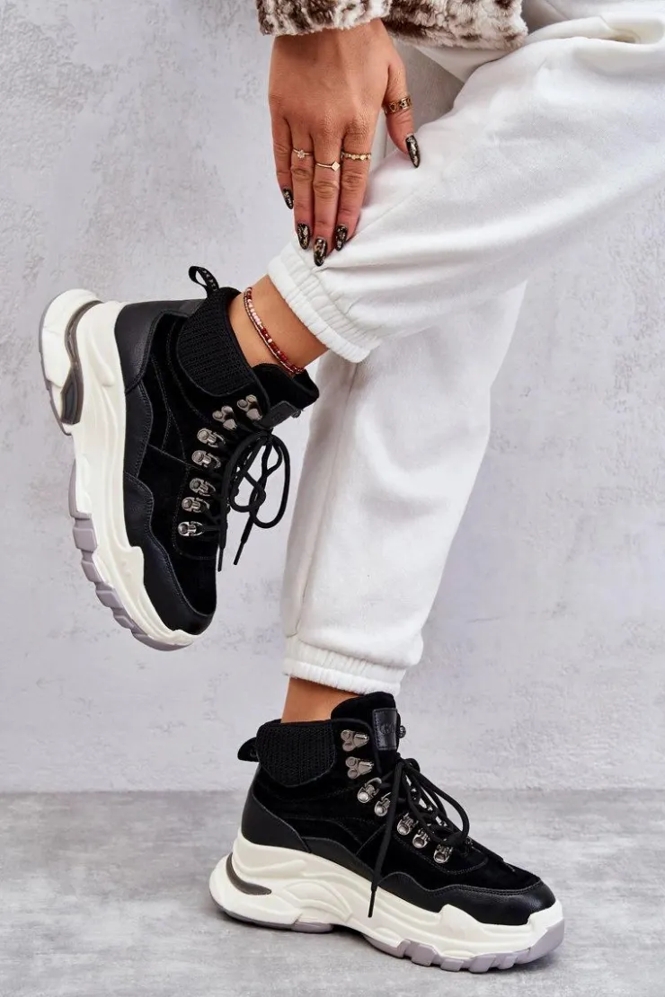 Damskie GOE Damskie Wysokie Buty Sportowe KK2N4098 Czarne