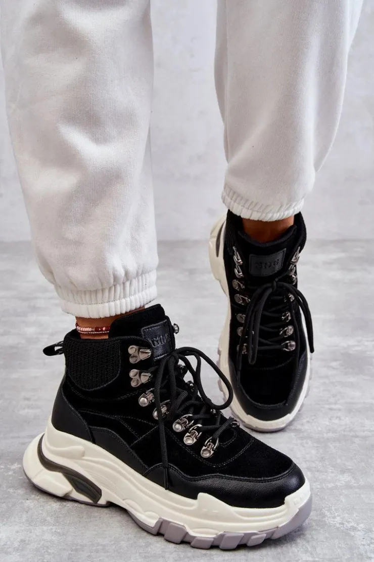 Damskie GOE Damskie Wysokie Buty Sportowe KK2N4098 Czarne
