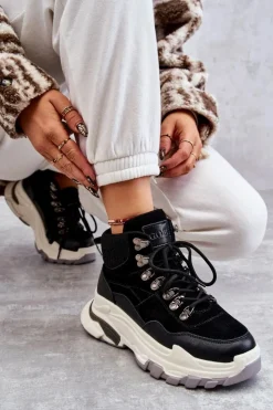 Damskie GOE Damskie Wysokie Buty Sportowe KK2N4098 Czarne
