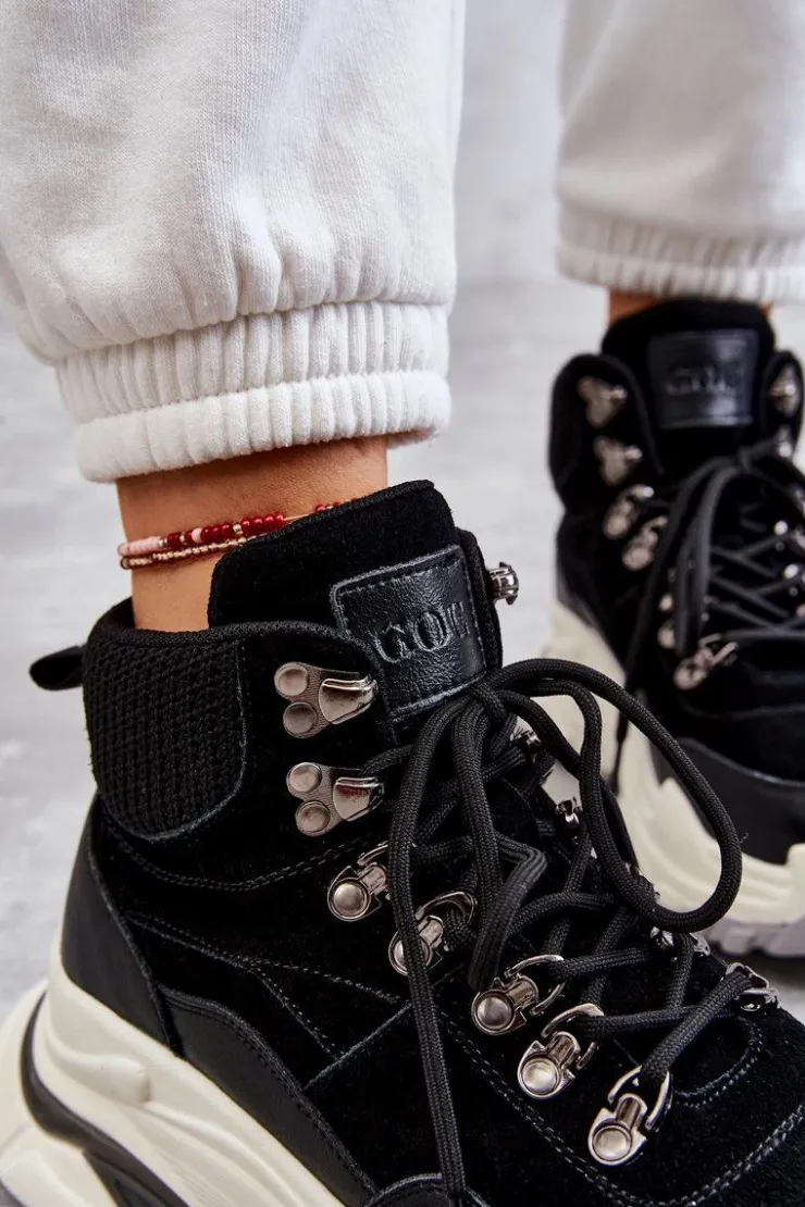 Damskie GOE Damskie Wysokie Buty Sportowe KK2N4098 Czarne
