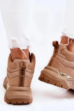 Big Star Shoes Sneakersy Damskie*Damskie Wysokie Buty Sportowe Memory Foam System Big Star KK274355 Beżowe