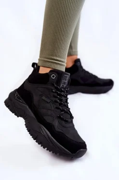 Outlet Big Star Shoes Damskie Wysokie Buty Sportowe Memory Foam System Big Star KK274356 Czarne