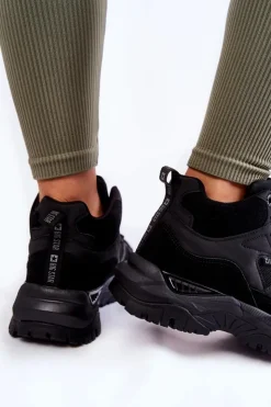 Outlet Big Star Shoes Damskie Wysokie Buty Sportowe Memory Foam System Big Star KK274356 Czarne