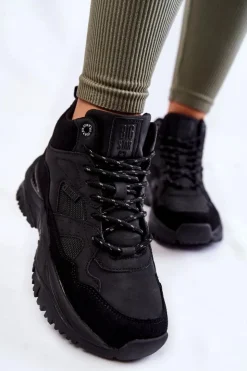 Outlet Big Star Shoes Damskie Wysokie Buty Sportowe Memory Foam System Big Star KK274356 Czarne