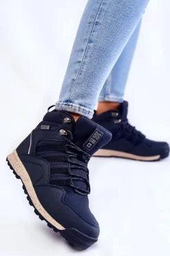Damskie Big Star Shoes Damskie Wysokie Buty Trekkingowe Big Star KK274611 Granatowe