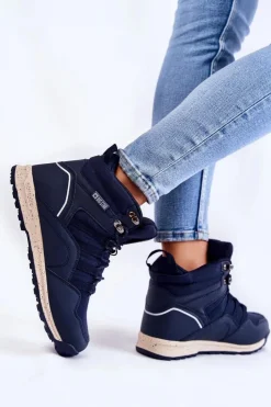 Damskie Big Star Shoes Damskie Wysokie Buty Trekkingowe Big Star KK274611 Granatowe