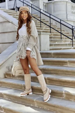 Clearance Boto Damskie Wysokie Kozaki Botki Beżowe Lagoon