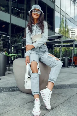 Damskie Big Star Shoes Damskie Wysokie Materiałowe Trampki Na Platformie Big Star LL274185 Białe