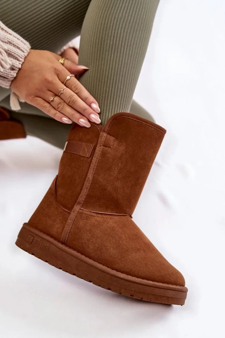 Damskie Big Star Shoes Damskie Wysokie Śniegowce Big Star KK274616 Brązowe