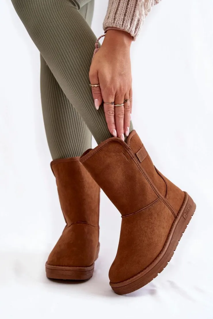 Damskie Big Star Shoes Damskie Wysokie Śniegowce Big Star KK274616 Brązowe