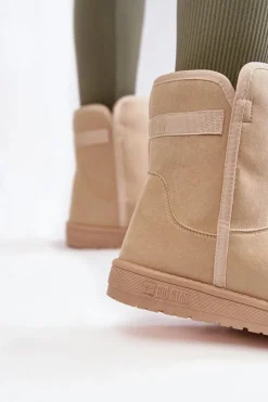 Discount Big Star Shoes Damskie Wysokie Śniegowce Big Star KK274617 Jasnobeżowe