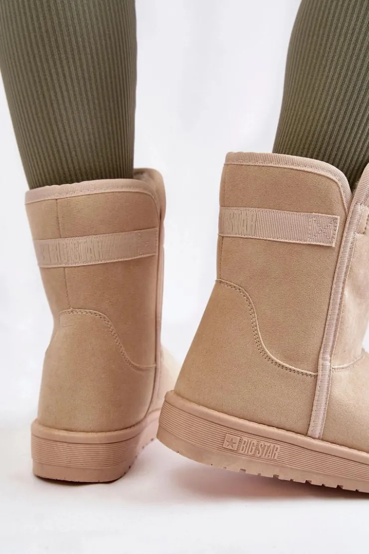 Discount Big Star Shoes Damskie Wysokie Śniegowce Big Star KK274617 Jasnobeżowe