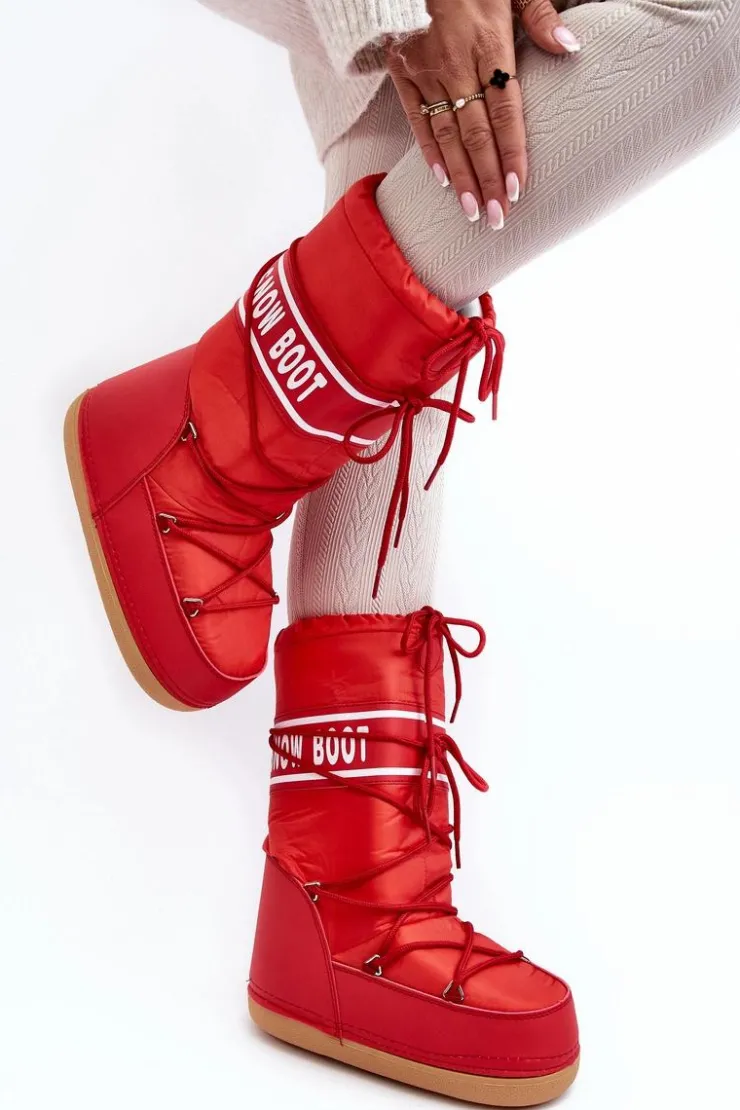 Discount Boto Damskie Wysokie Śniegowce Czerwone Venila Czerwony