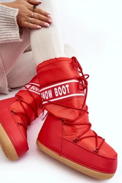 Discount Boto Damskie Wysokie Śniegowce Czerwone Venila Czerwony