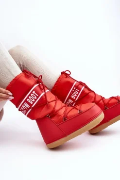 Discount Boto Damskie Wysokie Śniegowce Czerwone Venila Czerwony