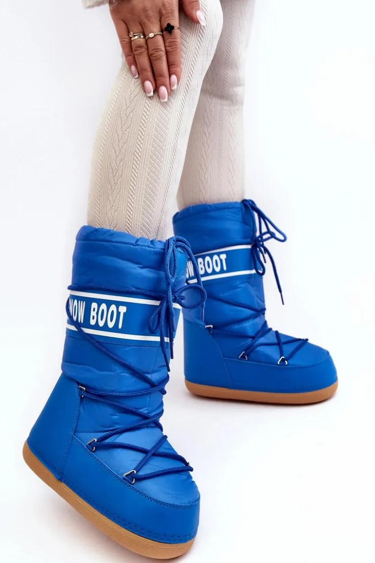 Outlet Boto Damskie Wysokie Śniegowce Niebieskie Venila