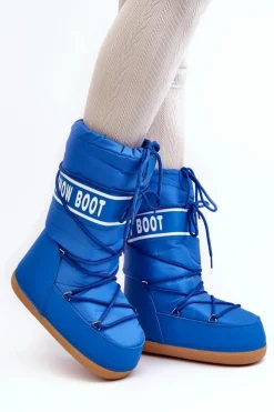 Outlet Boto Damskie Wysokie Śniegowce Niebieskie Venila