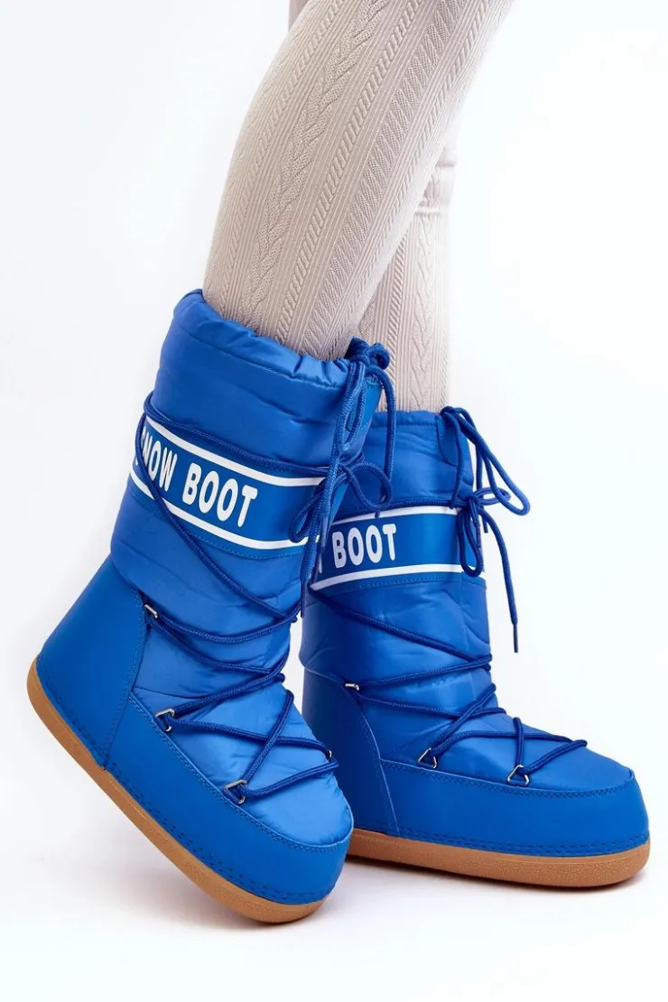 Outlet Boto Damskie Wysokie Śniegowce Niebieskie Venila