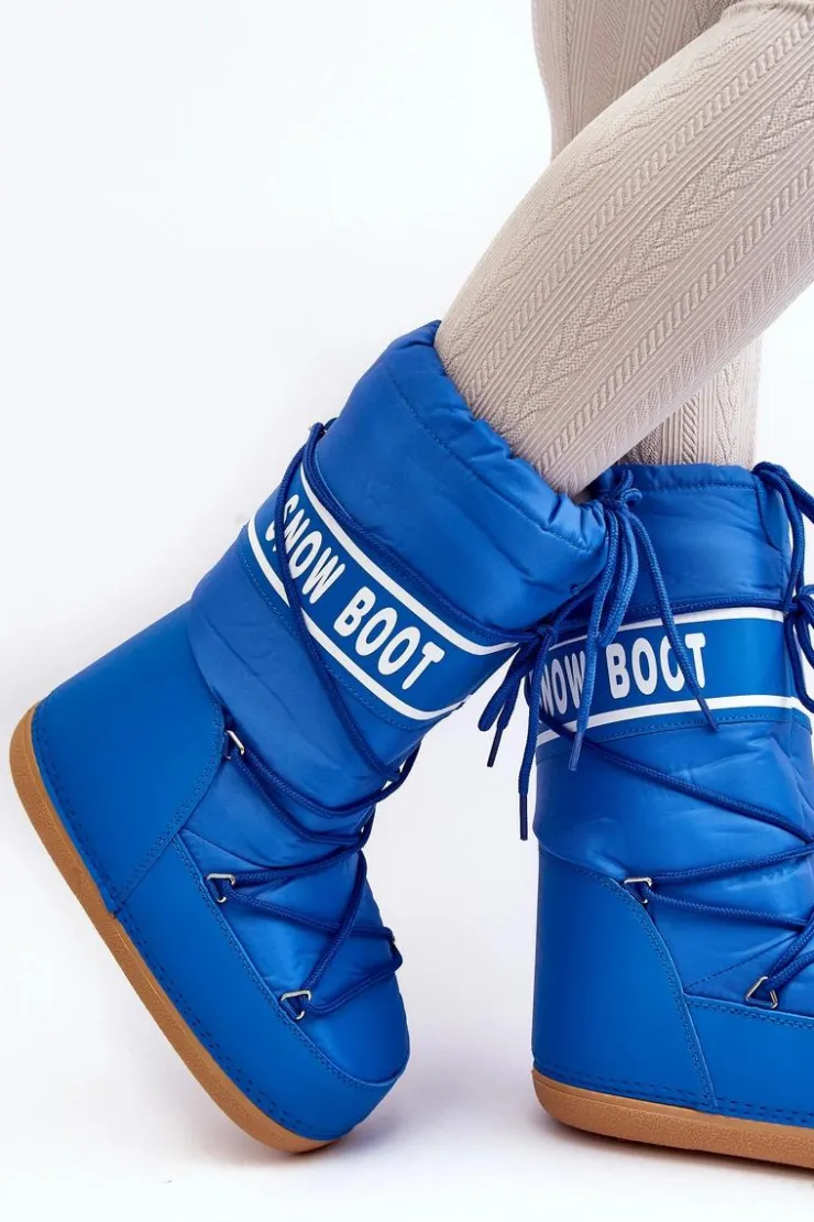 Outlet Boto Damskie Wysokie Śniegowce Niebieskie Venila