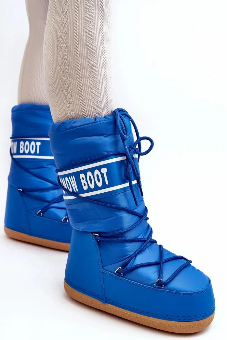 Outlet Boto Damskie Wysokie Śniegowce Niebieskie Venila