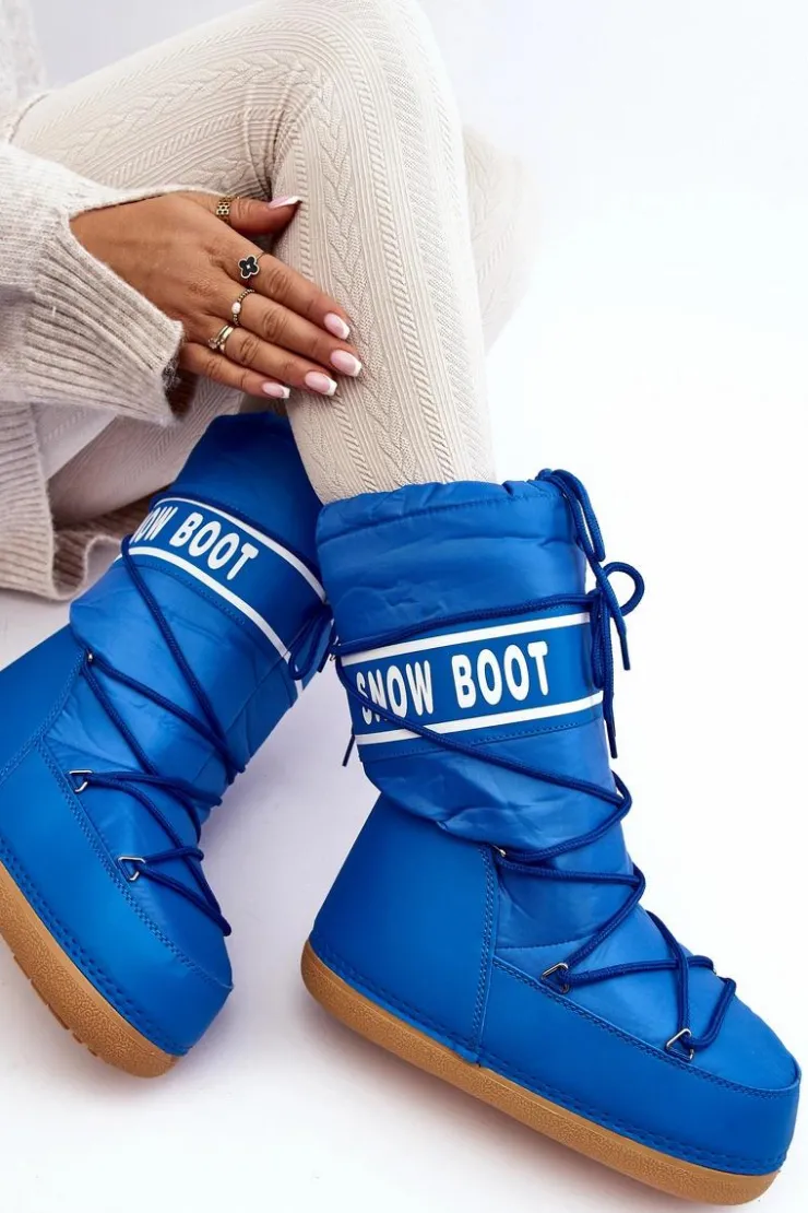 Outlet Boto Damskie Wysokie Śniegowce Niebieskie Venila