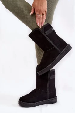 Best Big Star Shoes Damskie Wysokie Śniegowce Big Star KK274618 Czarne Czarny