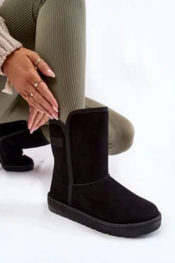 Best Big Star Shoes Damskie Wysokie Śniegowce Big Star KK274618 Czarne Czarny