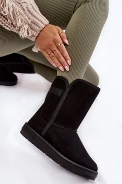 Best Big Star Shoes Damskie Wysokie Śniegowce Big Star KK274618 Czarne Czarny