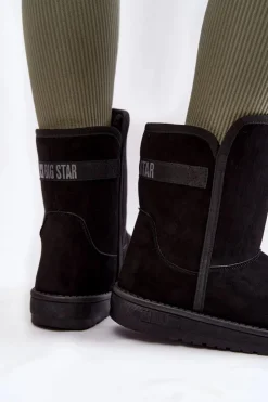 Best Big Star Shoes Damskie Wysokie Śniegowce Big Star KK274618 Czarne Czarny