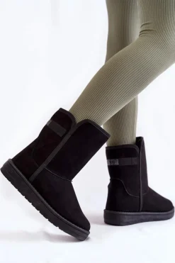 Best Big Star Shoes Damskie Wysokie Śniegowce Big Star KK274618 Czarne Czarny