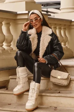 Discount Boto Damskie Wysokie Śniegowce Beżowe Venila Beżowy