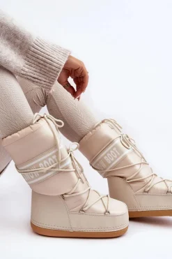 Discount Boto Damskie Wysokie Śniegowce Beżowe Venila Beżowy