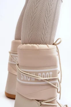 Discount Boto Damskie Wysokie Śniegowce Beżowe Venila Beżowy